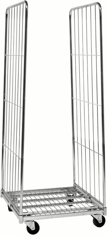 Kongamek Wellpappenwagen verzinkt 1800mm hoch mit 2 Gitterwänden und Bremse