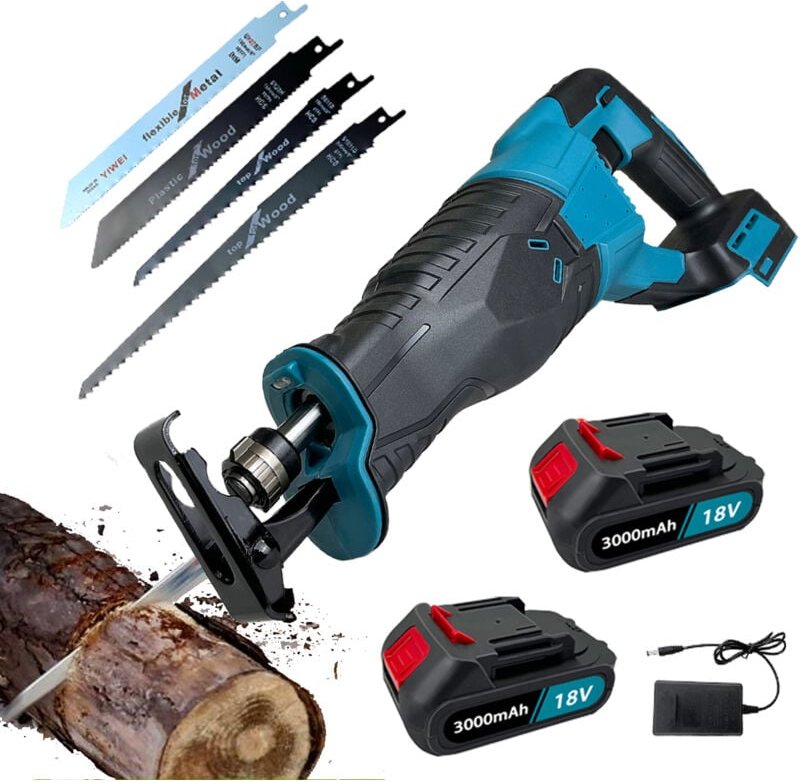 Teetok - Robuste kabellose 18-V-Säbelsäge, kabellose Handsäge, elektrischer Holz-/Metallschneider, mit LED-Arbeitsleucht...
