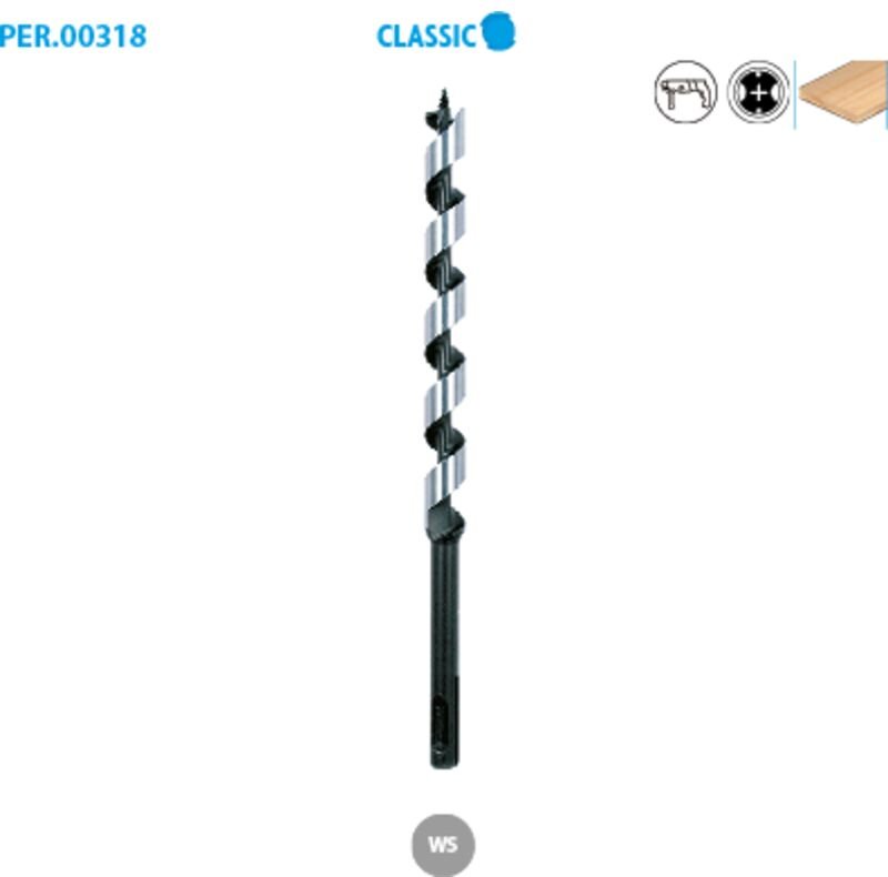 Helixbohrer SDS+ für Holzrahmen Classic Ø 22 Länge 400 mm Nutzlänge 320 mm