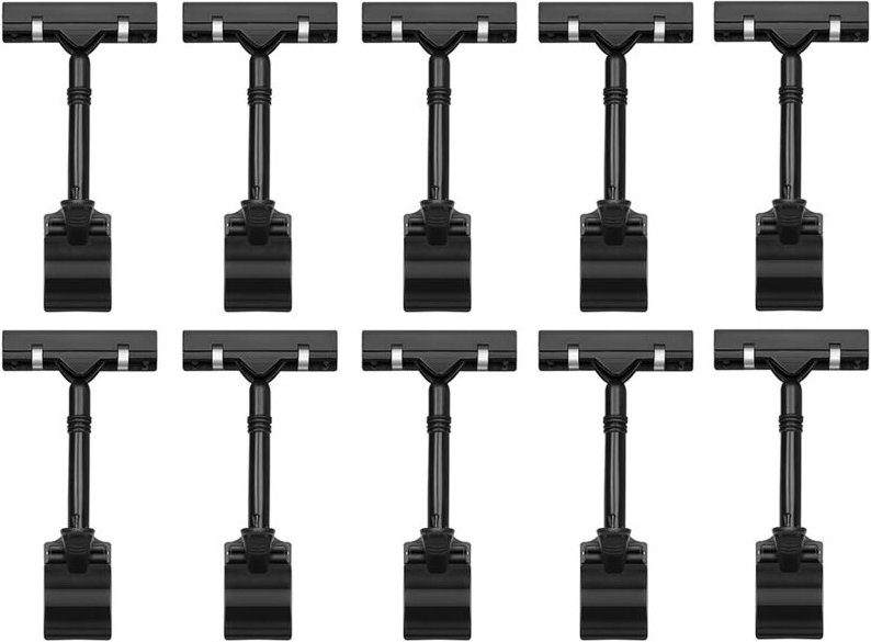 10 Stück verstellbarer Schilderhalter aus Kunststoff, Doppelkopf-Display-Clips, Preisschild im Clip-Stil, drehbar, wiede...