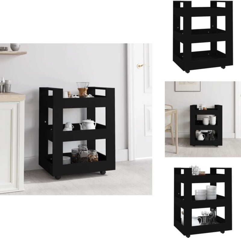 Küchenwagen Schwarz 60x45x80 cm Holzwerkstoff - Küchenwagen - Kücheninsel - Küchenregale - Holzwerkstoff Möbel - Schwarz...
