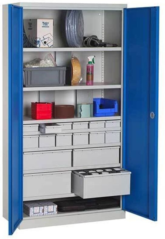 Werkstattschränke - 14 Schubladen und 6 Regalböden - RAL 5015 - W030090018-GCBI