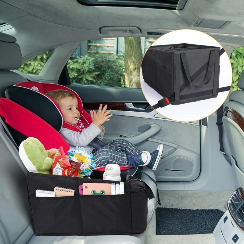 Thumbnail - Auto-Organizer, faltbare Vordersitz-Aufbewahrung, Auto-Organizer für Kinder mit Getränkehalter, Mehrzwecktaschen für Spi...