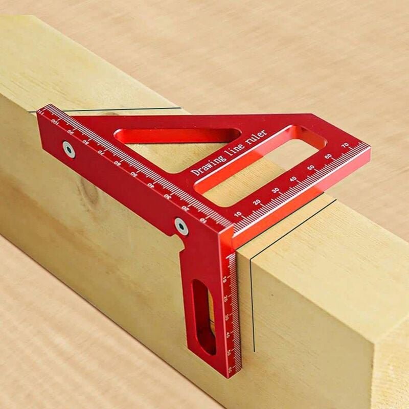 Thumbnail - Sollbry - Winkelmesser für Holzbearbeitung, 3D-Aluminium-45/90-Grad-Winkel, 3D-Zimmermannswinkel, 3D-Mehrwinkel-Messline...