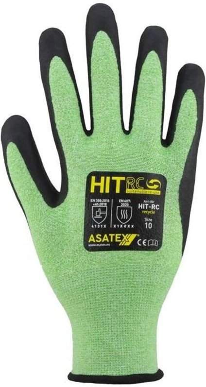 HIT-RC/8 Feinstrickhandschuh hit-rc Größe 8 grün/schwarz en 388/EN 407/EN - Asatex