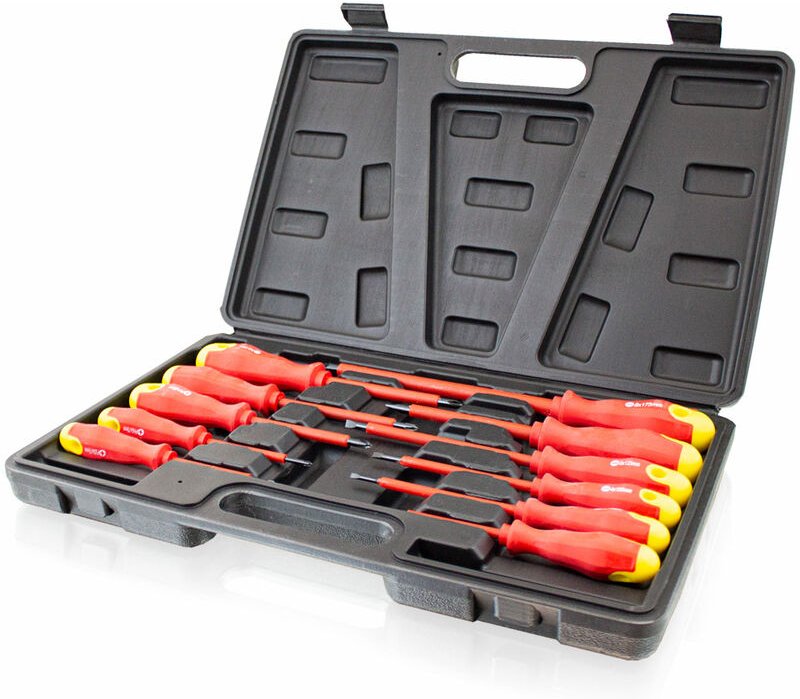 11 tlg. Schraubendreher Set isoliert Kreuz Schlitz Schraubenzieher Magnetisch CrV Stahl - Bituxx