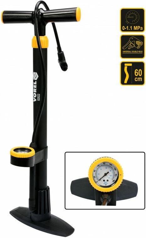 Thumbnail - Fahrrad Standpumpe Luftpumpe Hochdruck mit Manometer für alle Ventile