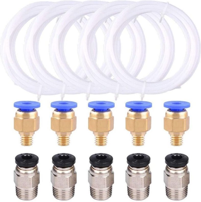 Thumbnail - 5 Meter PTFE-Teflonschlauch für 3D-Drucker, mit 5 Stück PC4-M6-Pneumatikanschluss und 5 Stück PC4-M10-Pneumatikanschluss