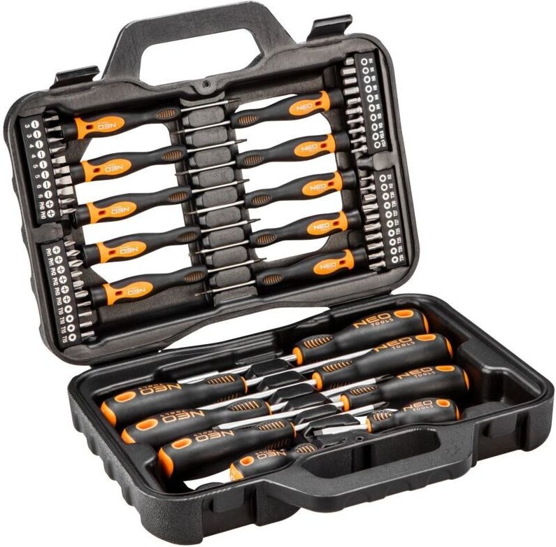 NEO TOOLS Schraubendreher- und Bit-Set 58-tlg. – professionell, langlebig