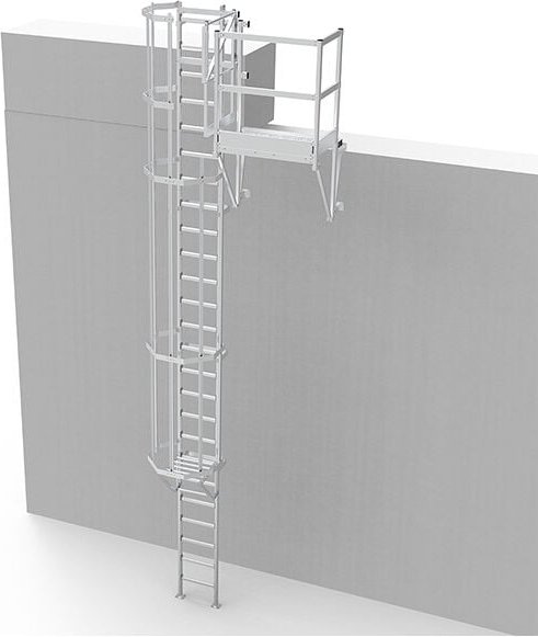 Ortsfeste Steigleitern mit Auslauf und Seitenausstiegstritt 1m - Steighöhe von 1.70 bis 2.00m - CS20-CPSL100-CVAP