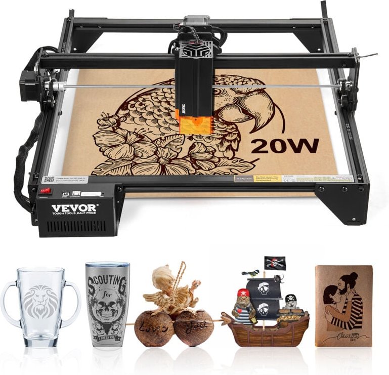 VEVOR Lasergravierer, 20 W Leistung, Laser Graviermaschine, 35x40 cm Arbeitsbereich, 10000 mm/min Bewegungsgeschwindigke...