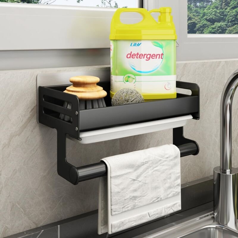 Bluedeer - Papierhandtuchhalter – schwarzer Papierhandtuchrollenhalter mit Ablage für Grill, stark magnetisch, strapazie...