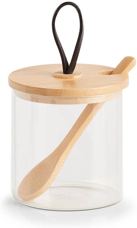 Thumbnail - Glasbehälter mit Deckel, Griff und Holzlöffel, 320 ml
