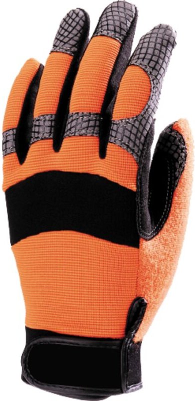 Set mit 5 - Handhabungshandschuhe S syntgris - Silikon-Palmen - Rücken Spandx orange Größe 9