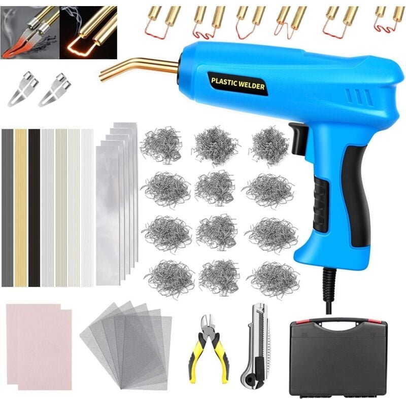 200-W-Kunststoffschweißgerät mit 1000 Klammern und 56 Schweißstäben, 2-in-1-Reparaturset für Autostoßstangen, Kunststoff...