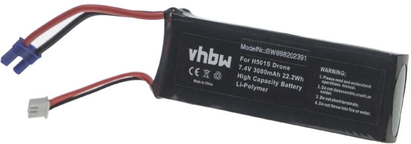 Vhbw - Akku kompatibel mit Hubsan X4 H501S Drohne Multicopter Quadrocopter (3000mAh, 7,4V, Li-Polymer)