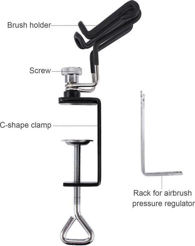 Wakects Universal-Airbrush-Halterung, C-förmiger Klemm-Airbrush-Ständer mit 2 Bürstenhaltern und seitlicher Halterung fü...