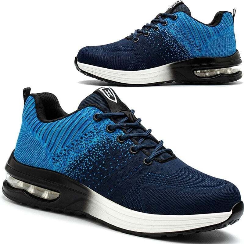 Sicherheitsschuhe Herren Damen Leicht Atmungsaktiv Bequem Sicherheits-Sneaker Arbeitsschuhe mit Stahlkappe Blau Größe 43
