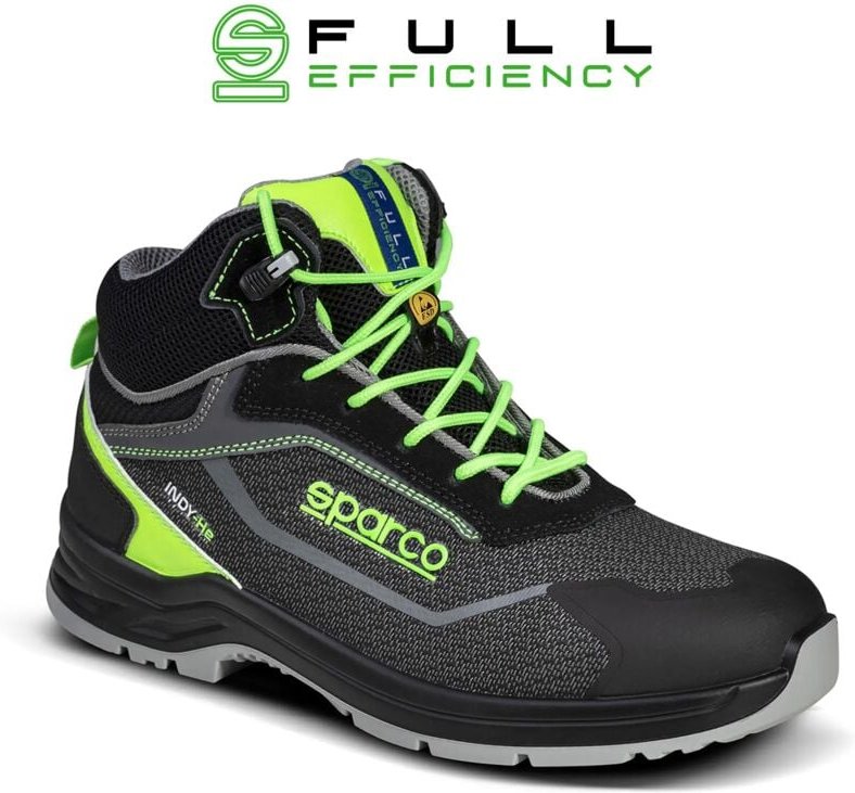 Sparco 07542NRVF Indy Ranger ESD S3S SR Sicherheitsschuh, Schwarz/Grün, 35