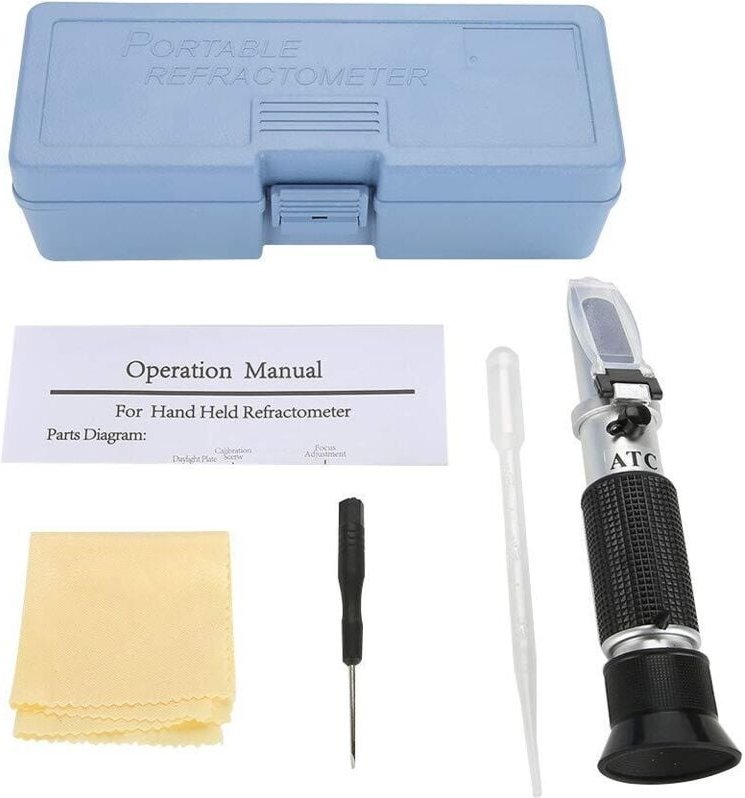 0,2 % Brix-Refraktometer, Handrefraktometer, Refraktometer für die Weinherstellung (Alkohol), Spezifisches Gewicht von M...