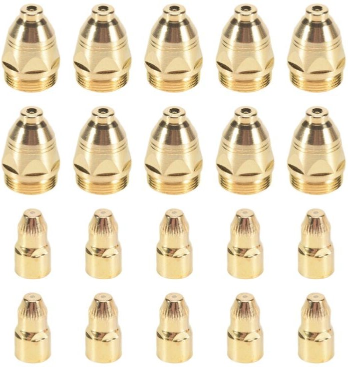 Thumbnail - 10 SäTze/Los P80 Luft Plasma Verbrauchsmaterialien Goldene cnc Schneidemaschine Plasmaschneider DüSe Hafniumelektrode 1,...