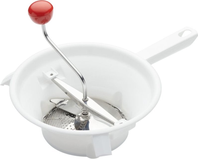 KitchenCraft Kartoffelstampfer of Edelstahl und Kunststoff mit 3 Filtern, 23 x 23,5 x 10 cm