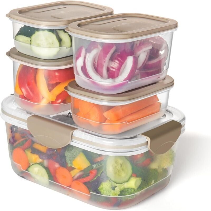 5er-Set Lebensmittelbehälter mit Deckel 2400x1 400x2 600x2 ml