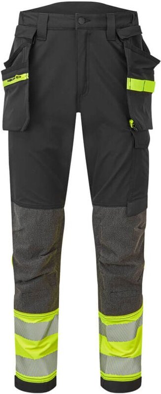 Thumbnail - Portwest EV4 Warnschutz Stretch Bundhose Klasse 1 mit abnehmbaren Holstertaschen Lang Gelb 40