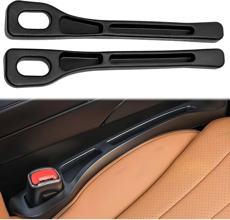 Thumbnail - 2er-Pack Universal-Aufbewahrungsbox für Autositzlücken, schwarze Universal-Aufbewahrungsboxen aus PU-Leder für kleine Ge...