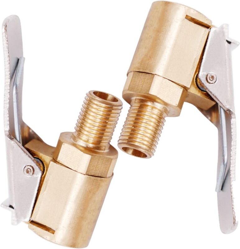 2-teiliger Autoreifen-Ventiladapter, 8-mm-Messingspitzen-Pumpen-Ventil-Clip-Klemmanschluss-Adapter für Auto- oder LKW-Re...