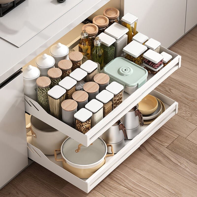 Thumbnail - Teleskopschublade mit Kleber, Erweiterbarer Ausziehbarer Schrank-Organizer, Breite Verstellbar (33–55 cm), Schubladen Au...