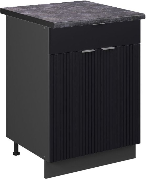 Küchenunterschrank Fame-Line, Schwarz gestreift, 60 cm mit Schublade, AP Anthrazit, Vicco