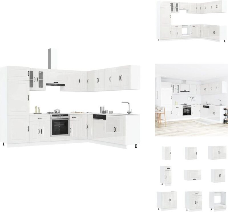 Vidaxl - 14-tlg. Küchenschrank-Set Kalmar Hochglanz-Weiß Holzwerkstoff - Küchenschrank-Set - Küchenschrank-Sets - Küchen...