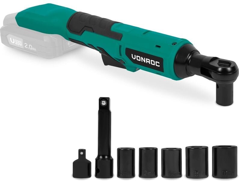 VONROC Akku-Ratschenschrauber – 20V – 50Nm – 3/8” – Inklusive 8-tlg. Steckschlüsselsatz – Ohne Akku und Ladegerät