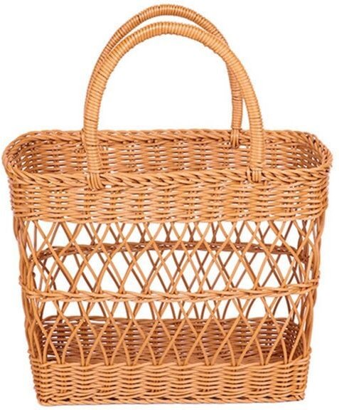 Tlily - Gewebte Aufbewahrungstaschen für Picknicks und Ausflüge, hängender Make-up-Organizer, handgefertigte Reisetasche...