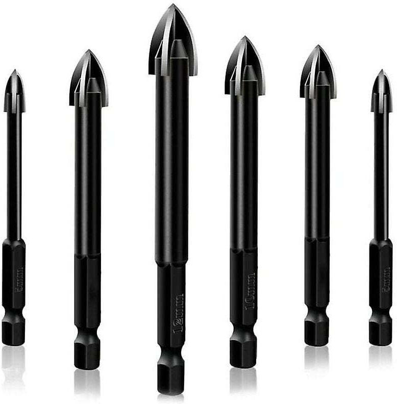 Thumbnail - Aiperq - 6-teiliges Universal-Bohrer-Set, Hartmetall-Bohrer, Multifunktions-Bohrer, Glas, Keramik, Vollkeramik, Fliesen,...