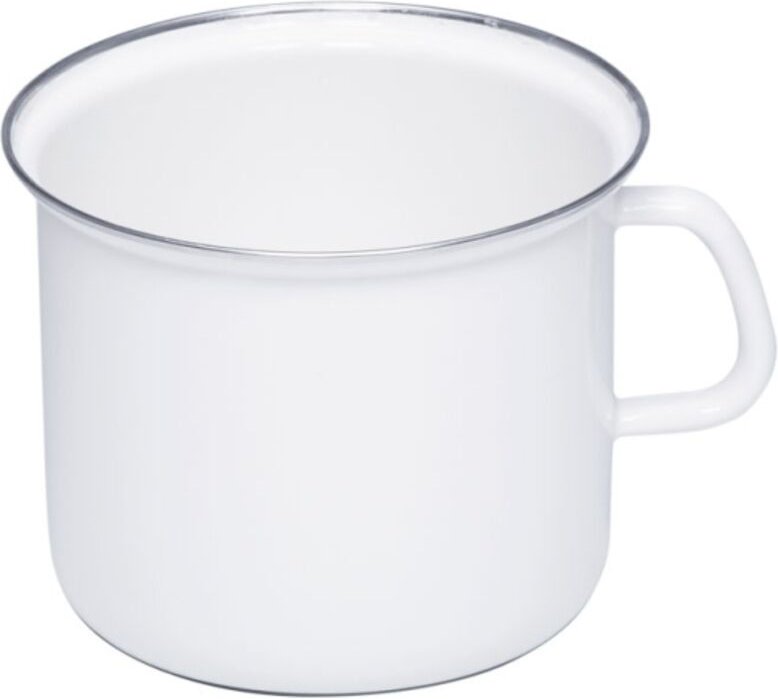 Riess Topf mit Chromrand Ø16cm 2L Weiss Emaille