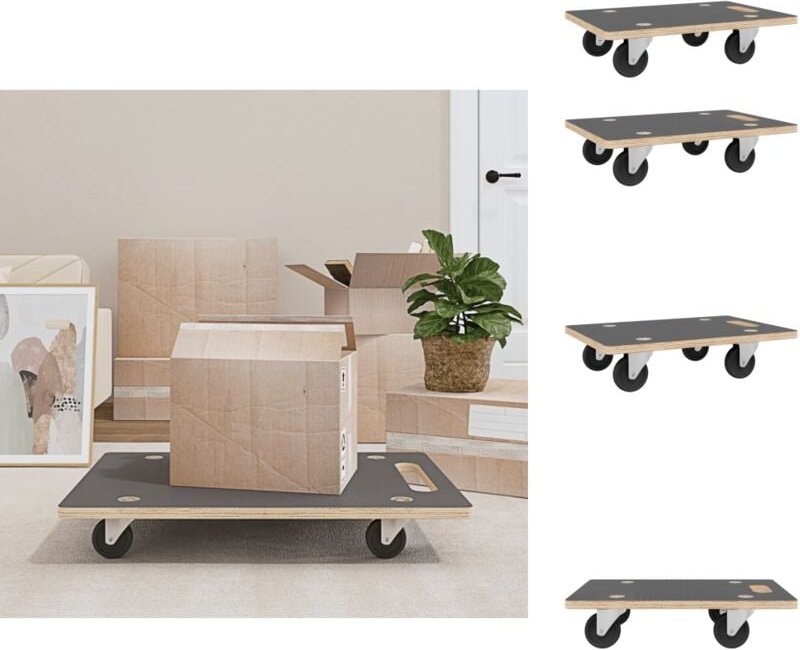 Paletten & Ladeflächen - Living Rollbretter 2 Stk. Rechteckig 80x55x11,5 cm - Grau