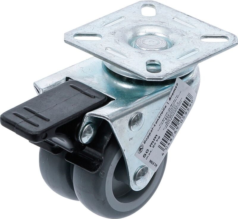 Doppel-Lenkrolle mit Bremse ø 50 mm