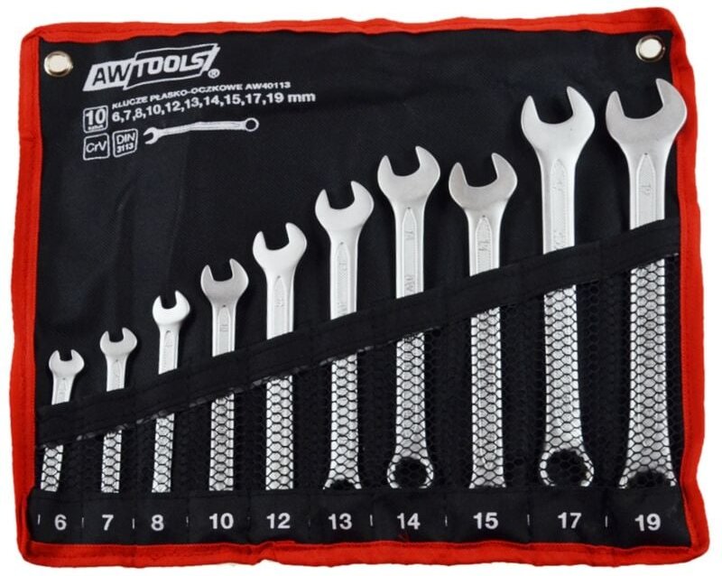 Thumbnail - Awtools klucze płasko-oczkowe komplet 10elem. 6,7,8,10,12,13,14,15,17,19 mm