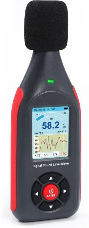 Schallpegelmesser-Datenlogger mit visuellem Alarm, 43.000 Datenlogger, SPL-Monitor, Geräuschleser, bunter Bildschirm, PC...