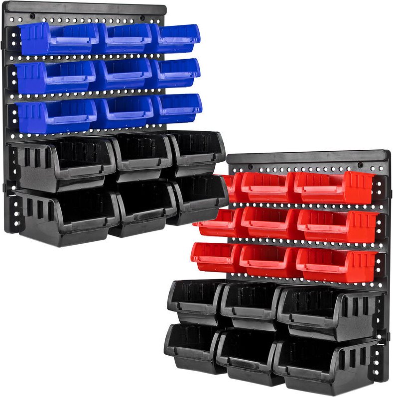 Dema - Stapelboxen Wandregal 30 tlg Sichtlagerkästen Lagerkästen Lagersystem Lagerregal