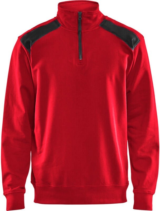 Arbeits-Sweatshirt mit Doppelkragen 3353 - Rot/Schwarz 4XL