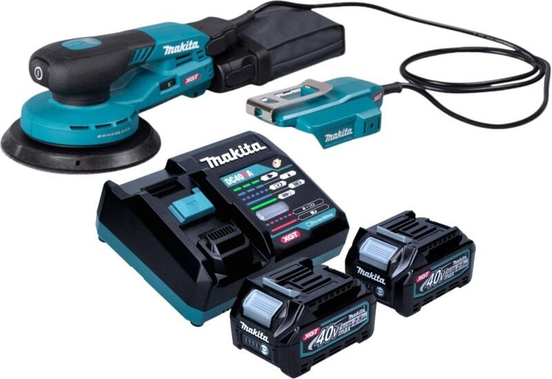 Makita BO 004 CGD201 Akku Exzenterschleifer 40 V max. 150 mm 3,0 mm Hub Brushless + 2x Akku 2,5 Ah + Ladegerät