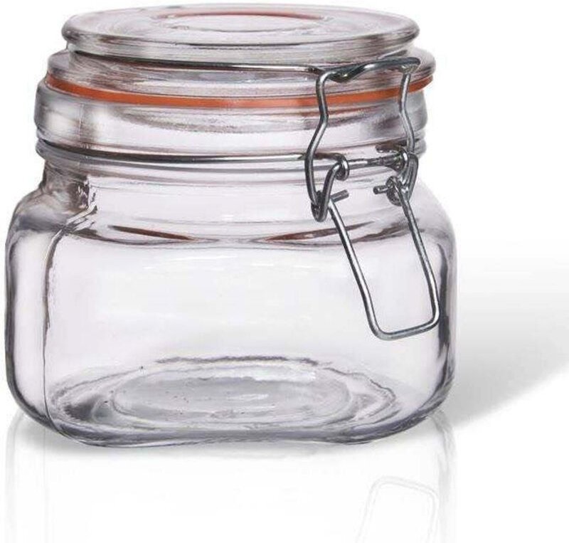 Airtight glass jar with rubber seal for storage
