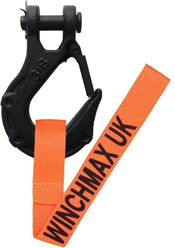 Windenhaken 3/8 Zoll Gabelkopf geschmiedet G70, schwarz, taktisch. Für Winden bis 14.000 Pfund