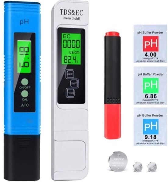 pH-Meter pH TDS und Temperatur EC-Tester BIO 5-in-1-Wasserqualitätstester mit LCD-Anzeige, digitaler Wasserqualitätstest...