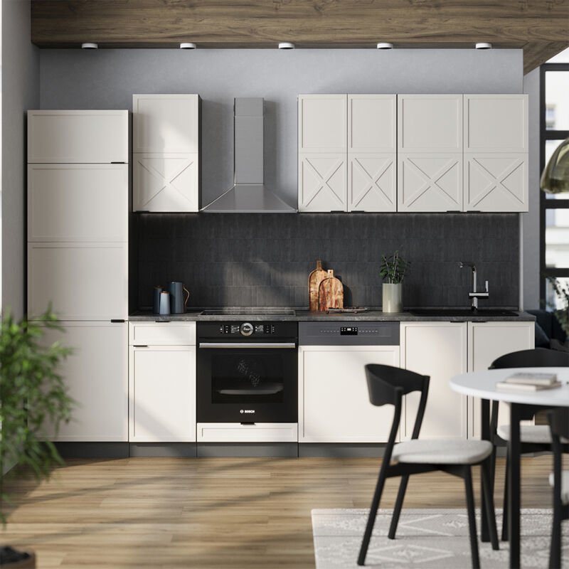 Küchenzeile Fame-Line, GrauBeige/Anthrazit, 300 cm , AP Eiche, Vicco