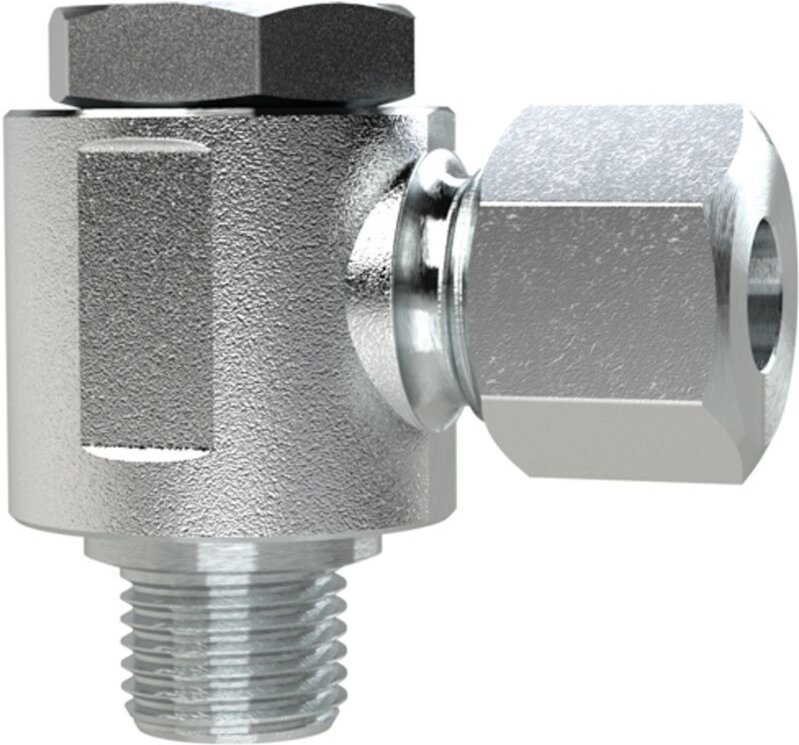 Schwenkbare Winkel-Verschraubung, M14x1,5 a., Rohr-Außen-Ø 8 - Riegler