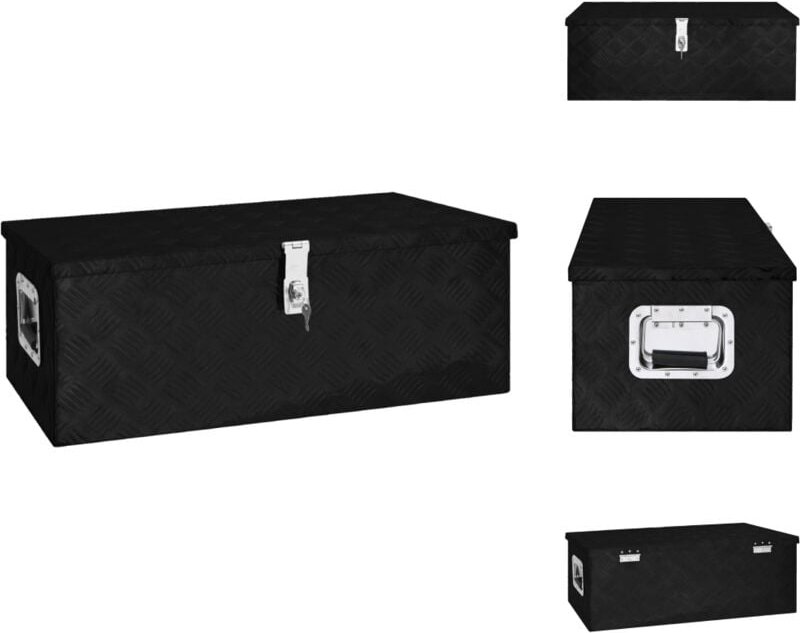 Werkzeugkästen - Living Aufbewahrungsbox Schwarz 80x39x30 cm Aluminium - Schwarz